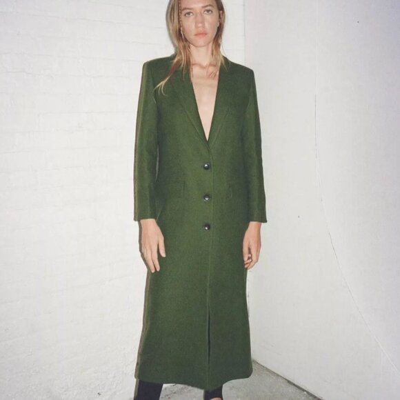 Thakoon Women's Virgin Wool Long Coat Deep Green Size Med NWT $598 - Picture 1 of 5